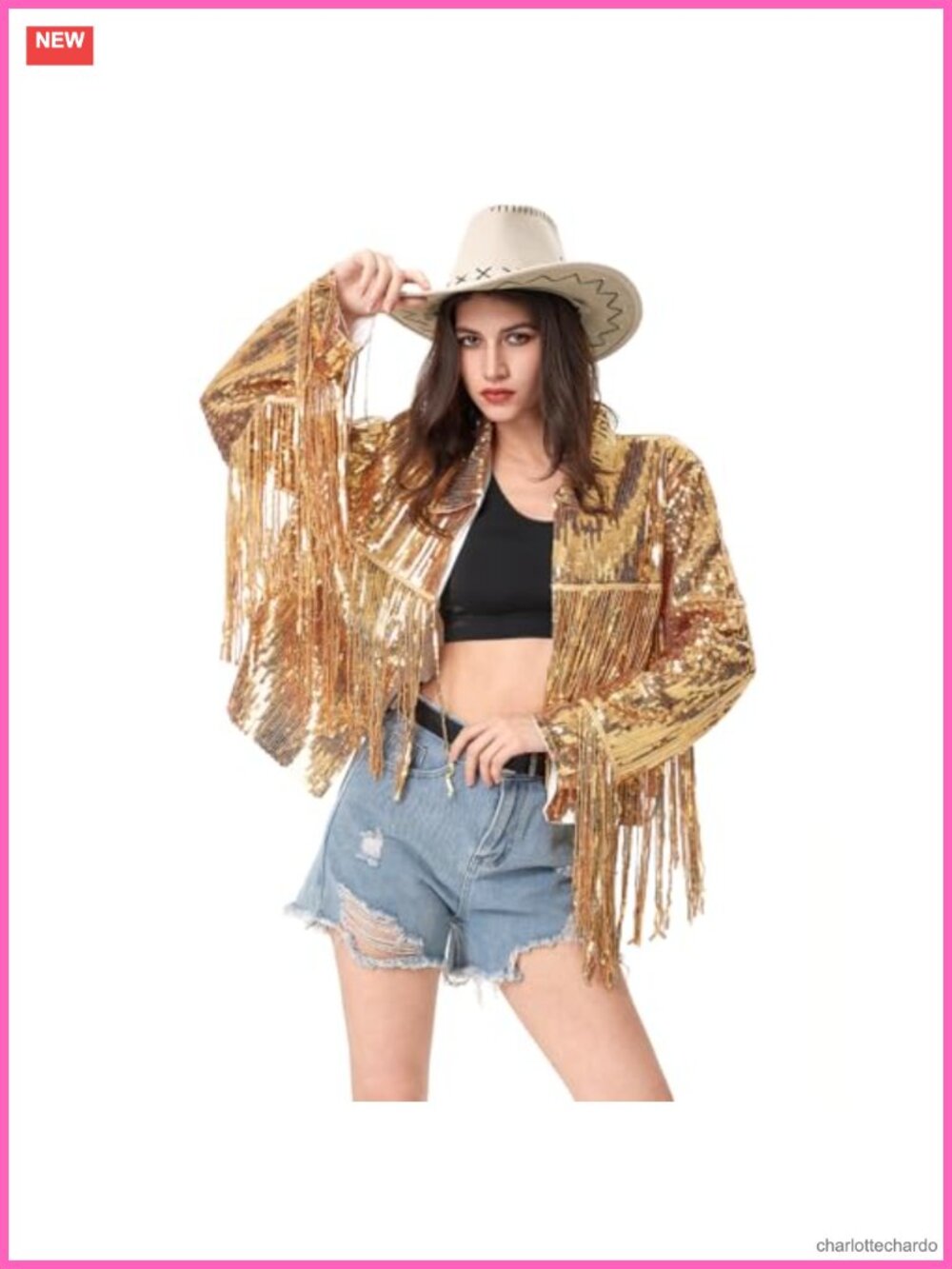 Sequin Fringe Jacket Shiny Disco Cowgirl Outfit Long Sleeve Open Front Blazer